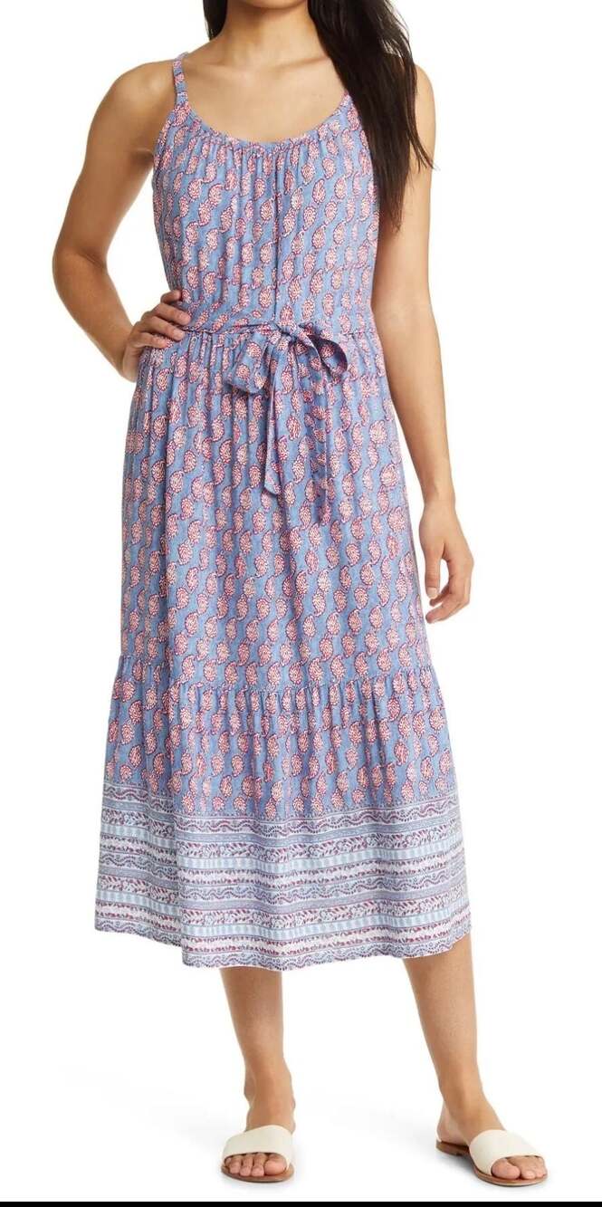 Beachlunchlounge Collection Paisley Print Tie-Waist Maxi Dress, Size M